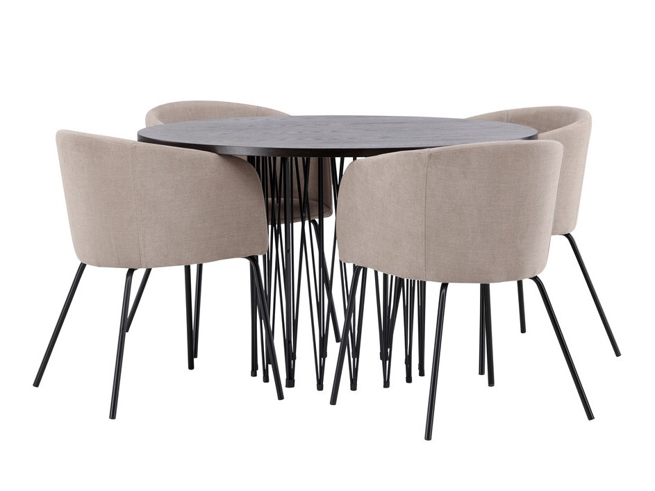 Salle à manger complète Dallas 4068 (Beige + Noir)