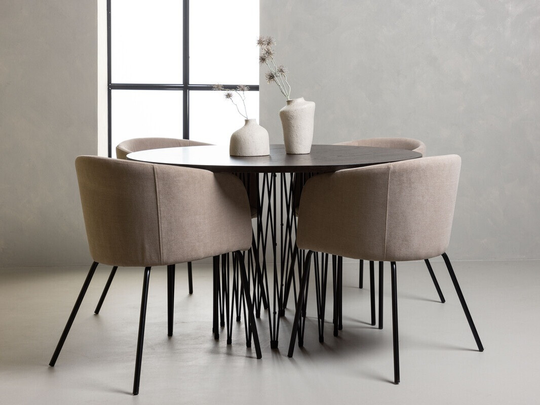 Salle à manger complète Dallas 4068 (Beige + Noir)