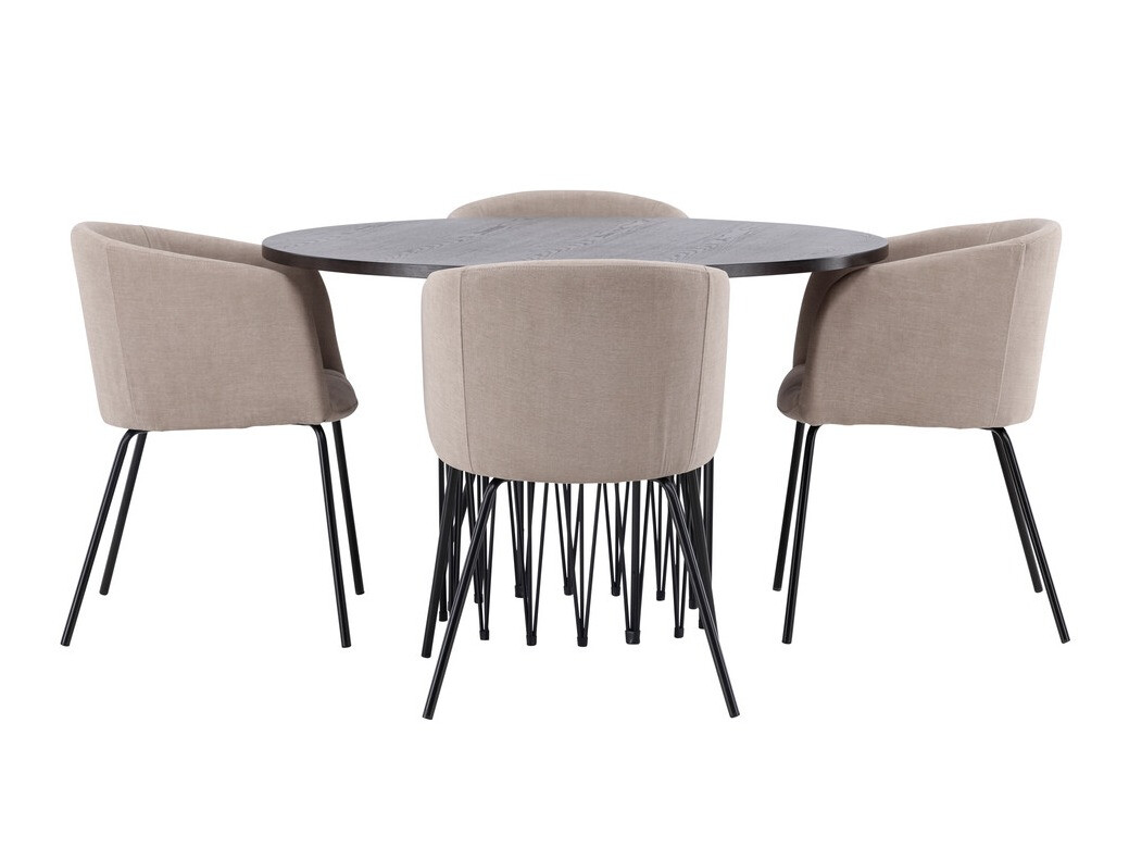 Salle à manger complète Dallas 4068 (Beige + Noir)