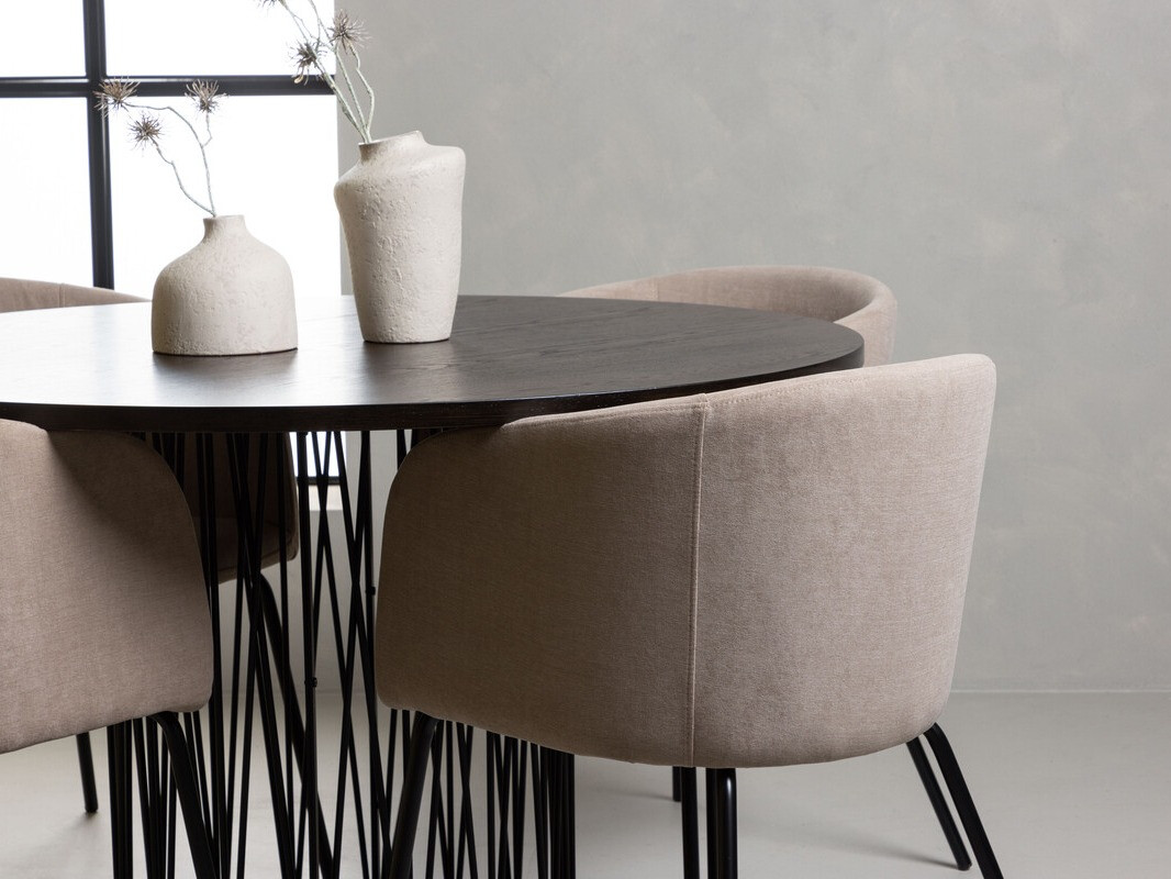 Salle à manger complète Dallas 4068 (Beige + Noir)