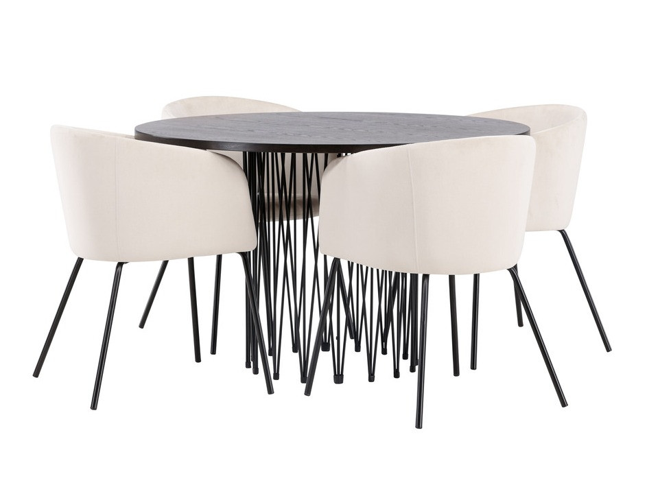 Salle à manger complète Dallas 4068 (Crème + Noir)