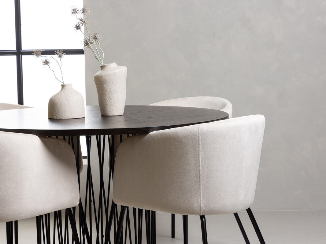 Salle à manger complète Dallas 4068 (Crème + Noir)