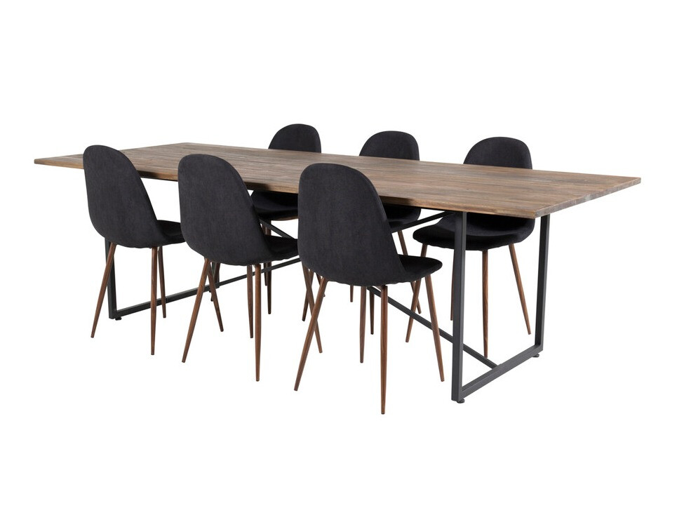 Salle à manger complète Dallas 4076 (Noir + Noix)
