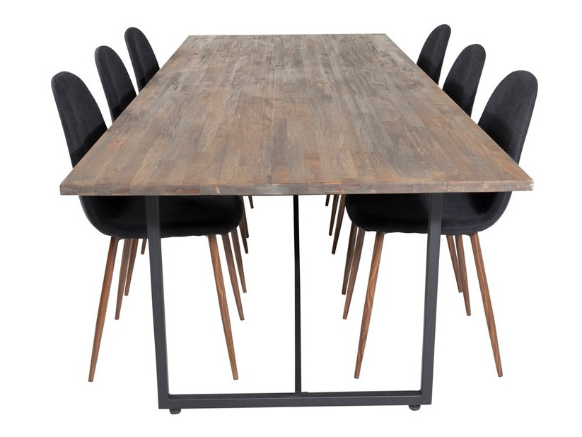Salle à manger complète Dallas 4076 (Noir + Noix)