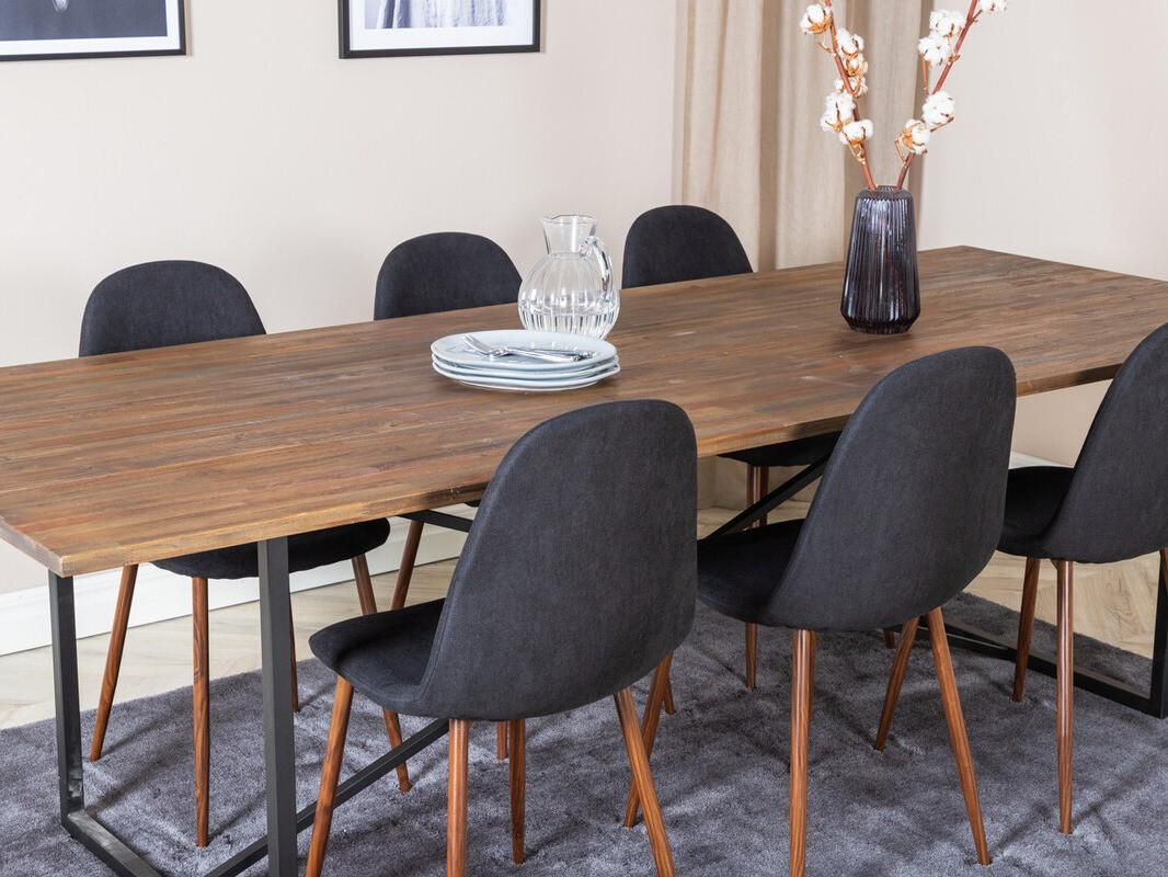 Salle à manger complète Dallas 4076 (Noir + Noix)