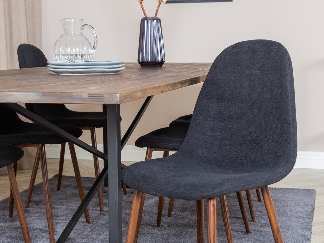 Salle à manger complète Dallas 4076 (Noir + Noix)