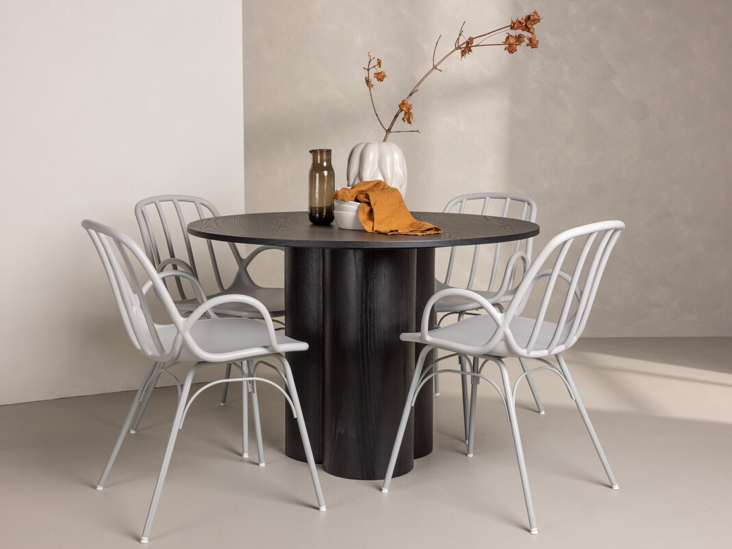 Salle à manger complète Dallas 4077 (Gris clair)