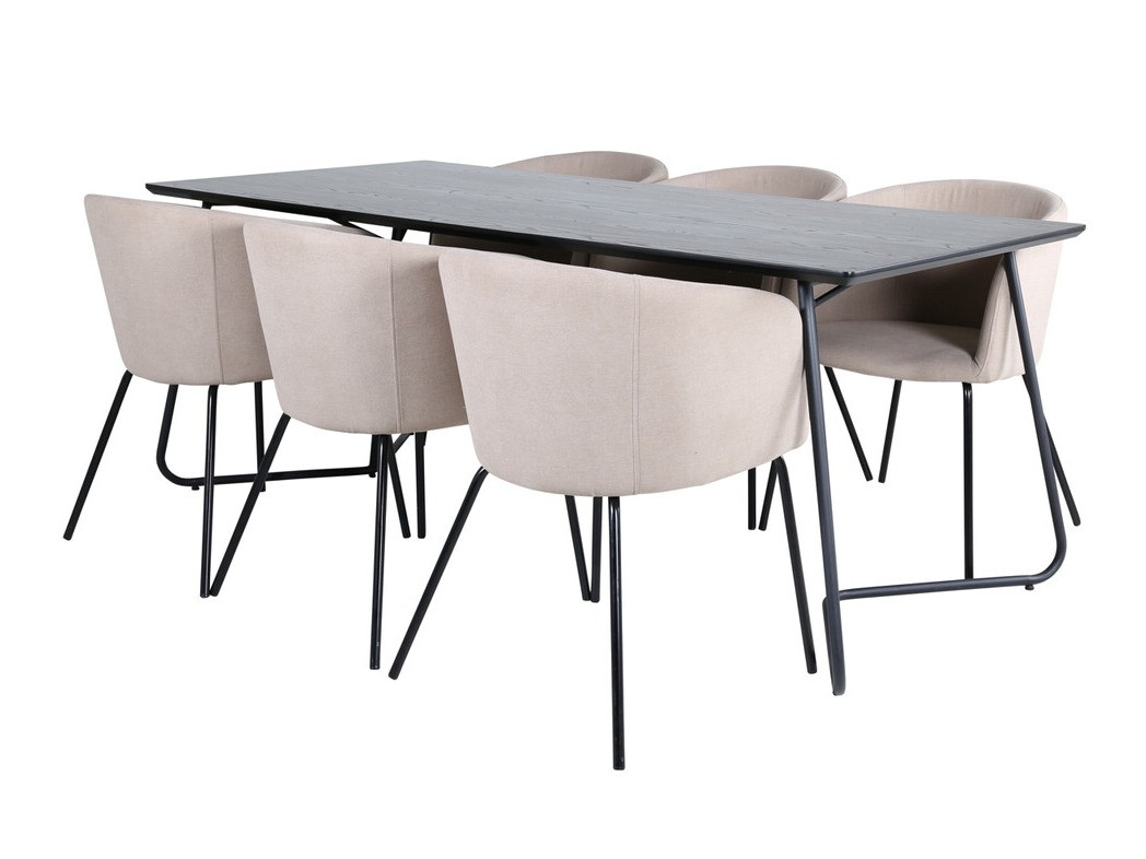 Salle à manger complète Dallas 2569 (Beige + Noir)