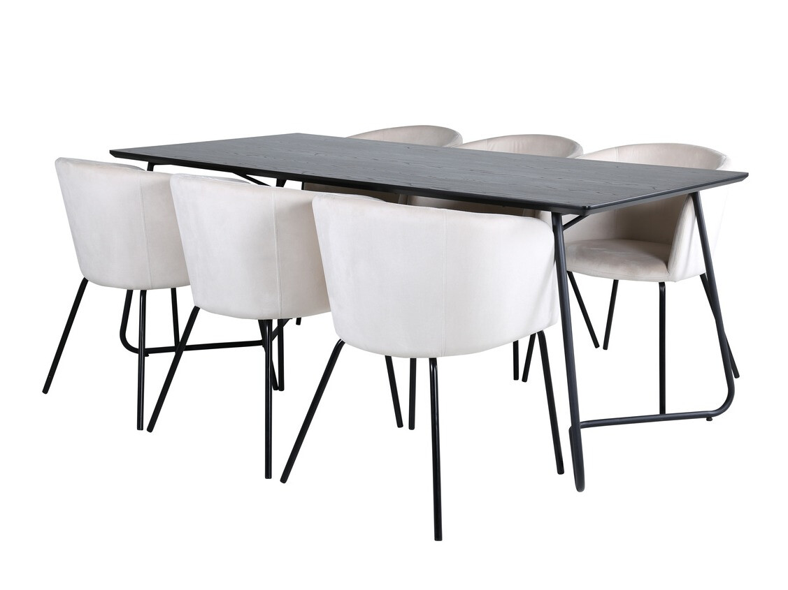 Salle à manger complète Dallas 2569 (Crème + Noir)