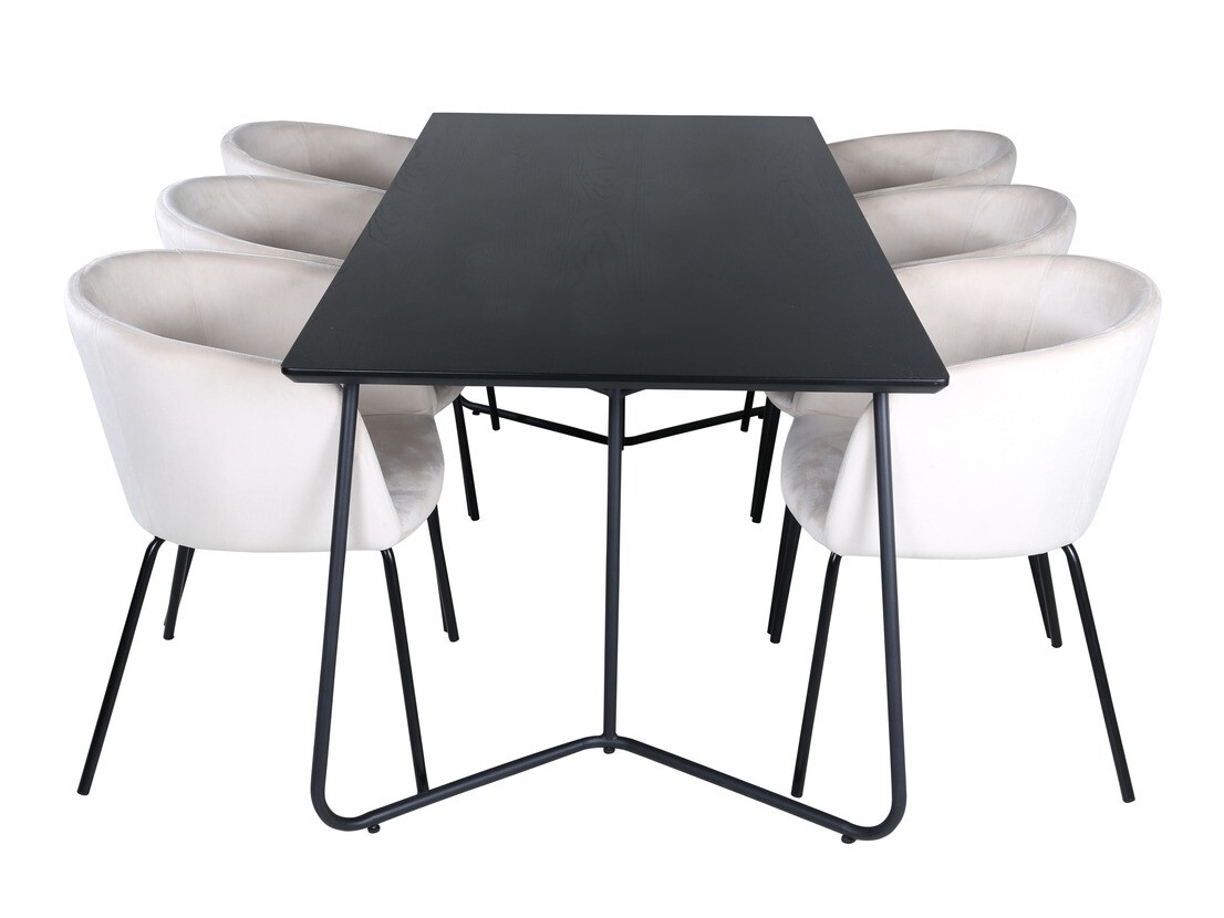 Salle à manger complète Dallas 2569 (Crème + Noir)