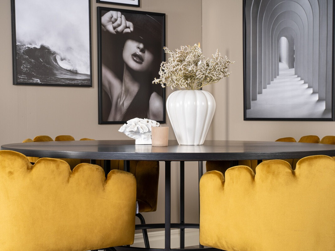 Salle à manger complète Dallas 313 (Jaune + Noir)