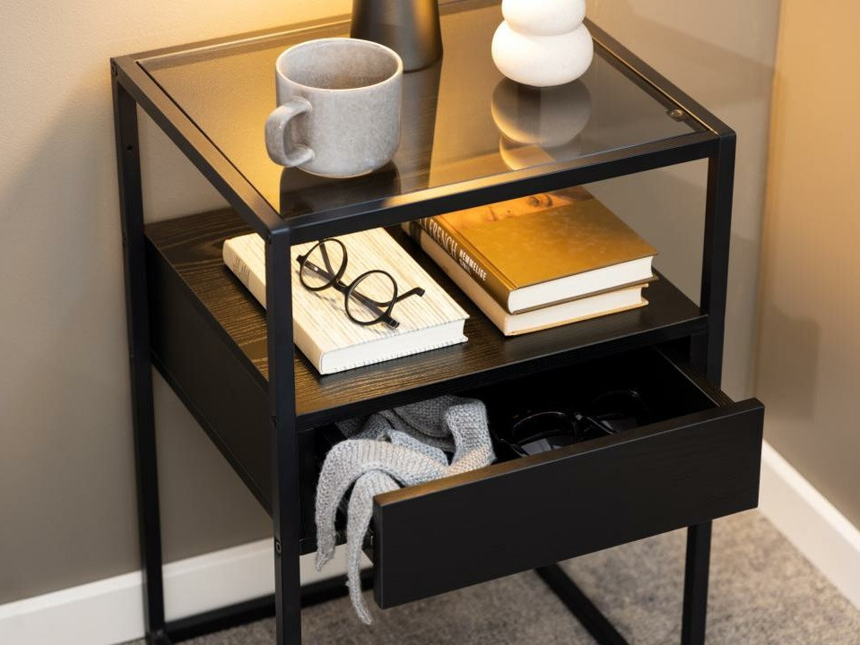 Table de chevet Norsica 695 (Noir + Cendre noire)