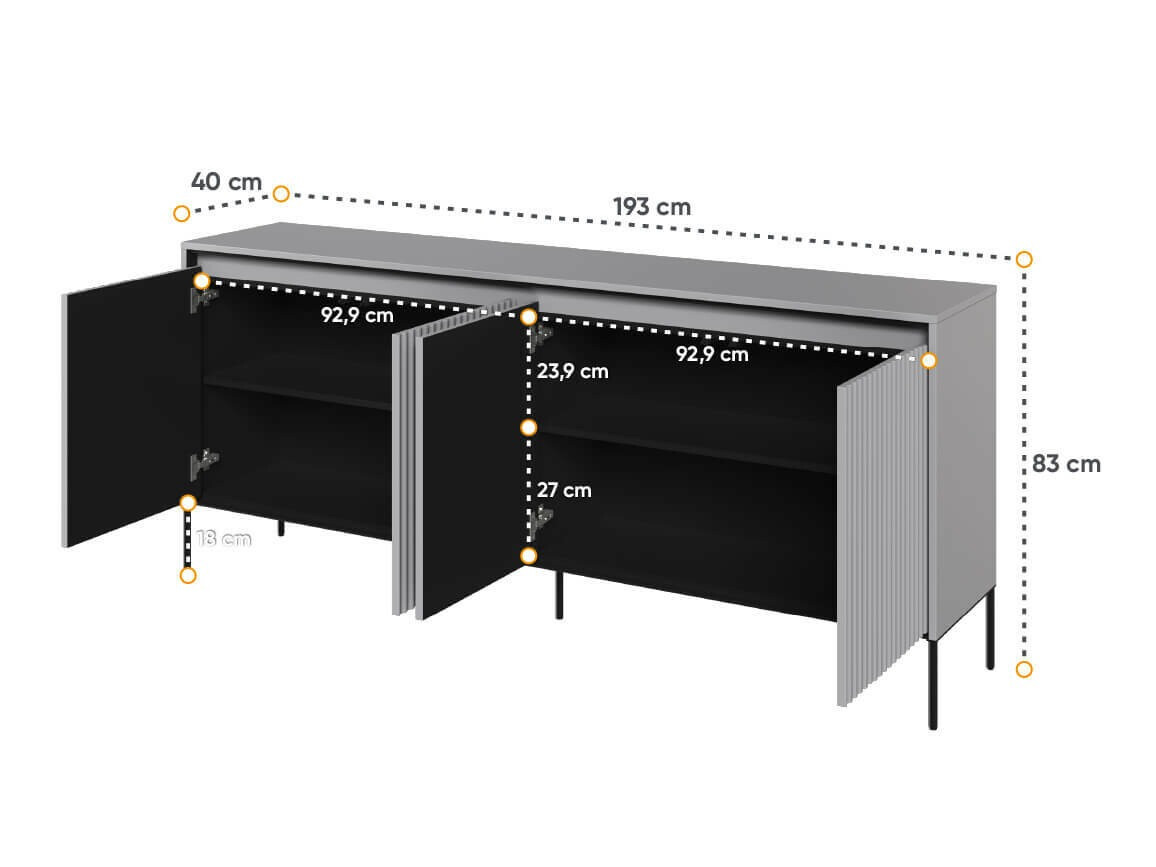Buffet Fernolu 103 (Gris + Noir)