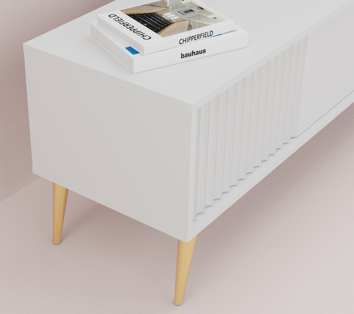 Meuble TV Cirferi 104 (Blanc + Doré)