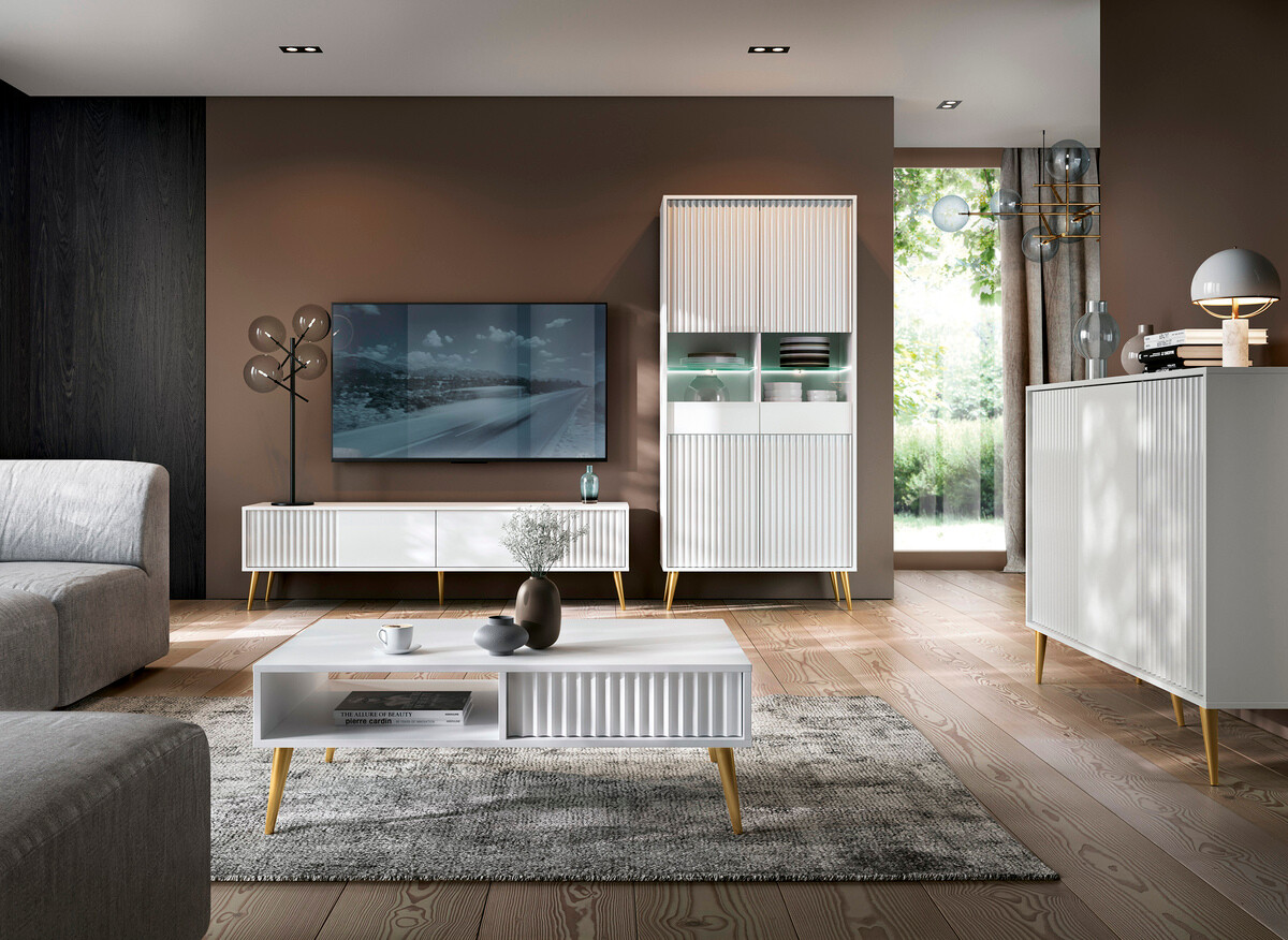 Meuble TV Cirferi 105 (Blanc + Doré)