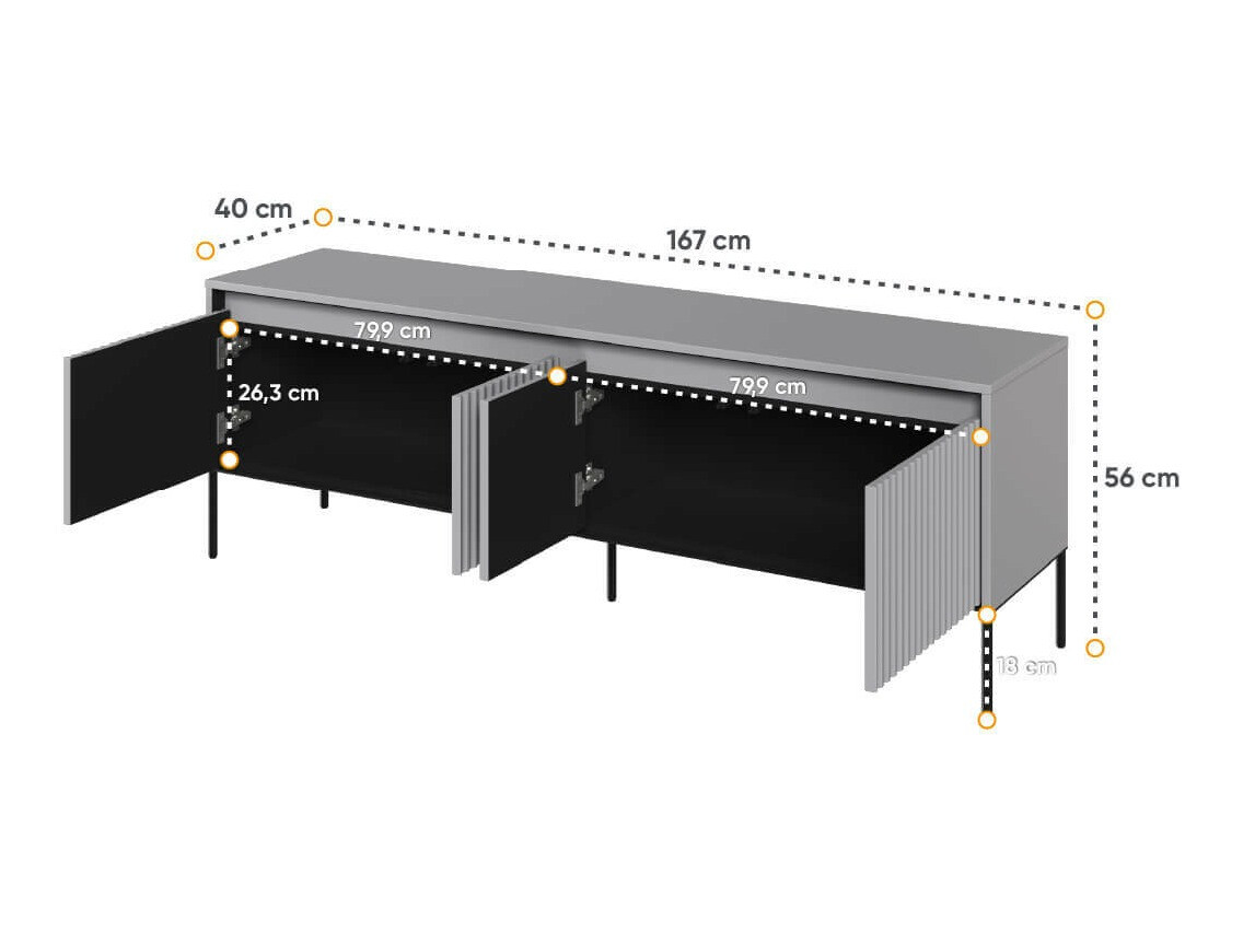 Meuble TV Fernolu 104 (Gris + Noir)