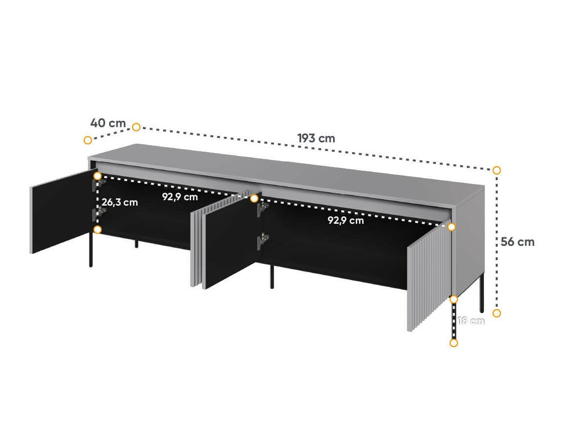Meuble TV Fernolu 105 (Gris + Noir)