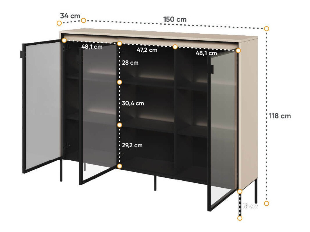 Buffet Fernolu 108 (Beige + Noir)