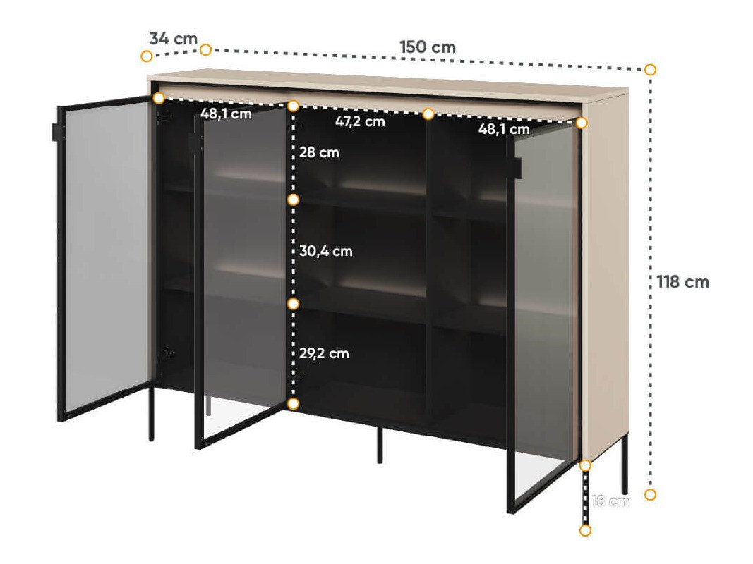 Buffet Fernolu 108 (Beige + Noir)