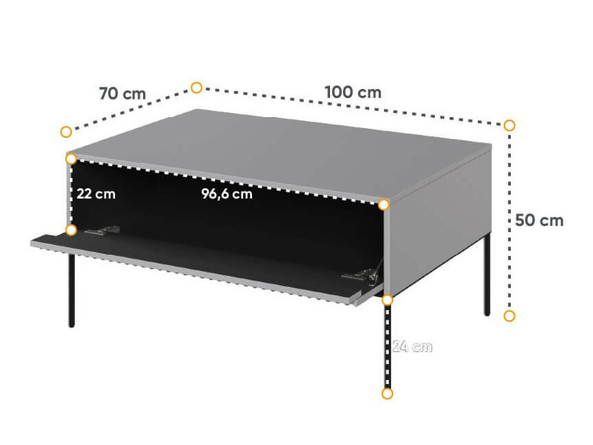 Table basse Fernolu 110 (Gris + Noir)