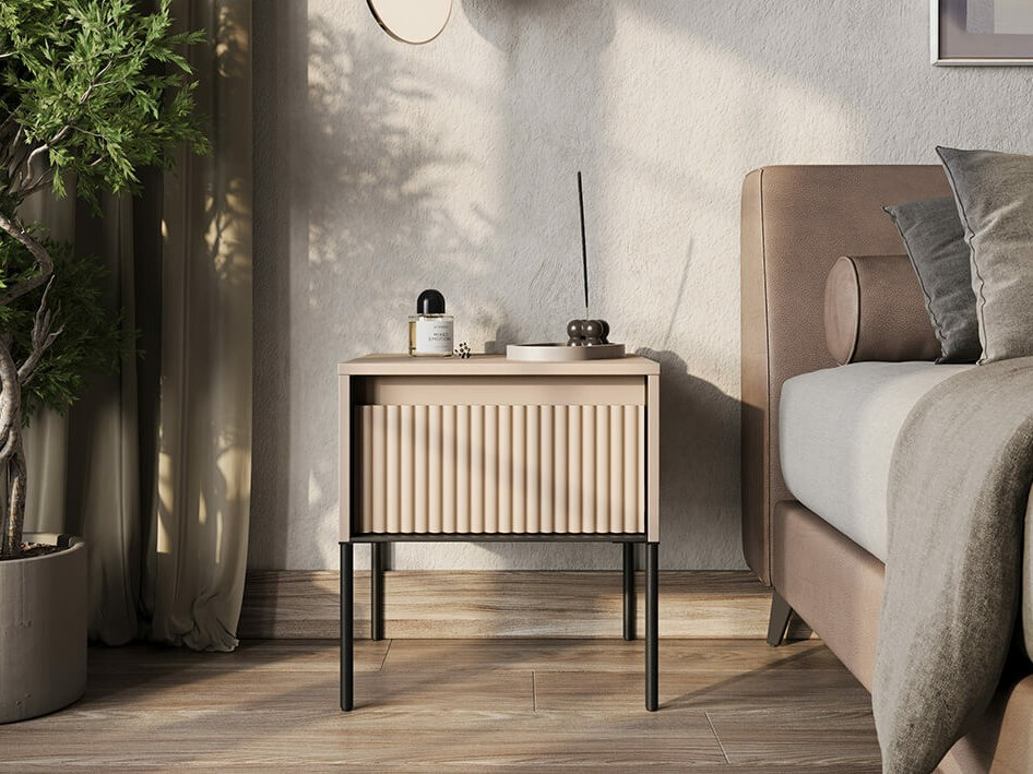 Table de chevet Fernolu 111 (Beige + Noir)