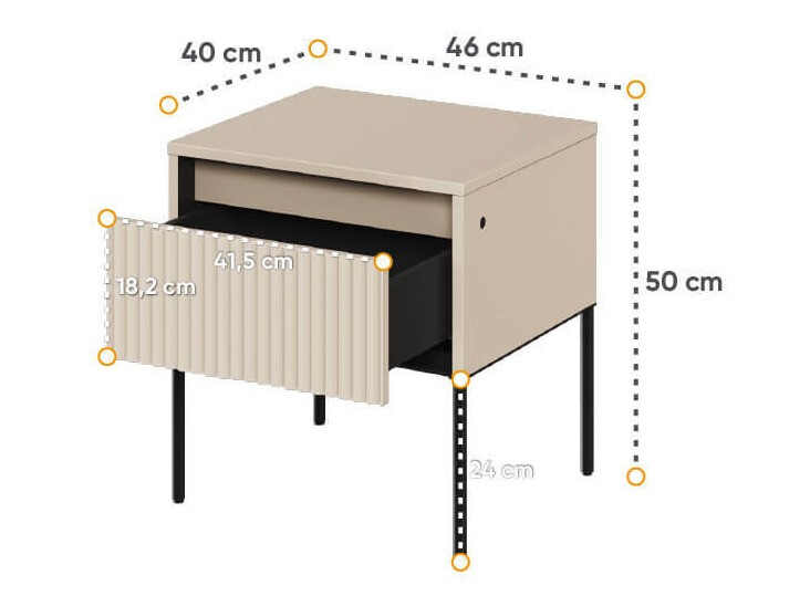 Table de chevet Fernolu 111 (Beige + Noir)