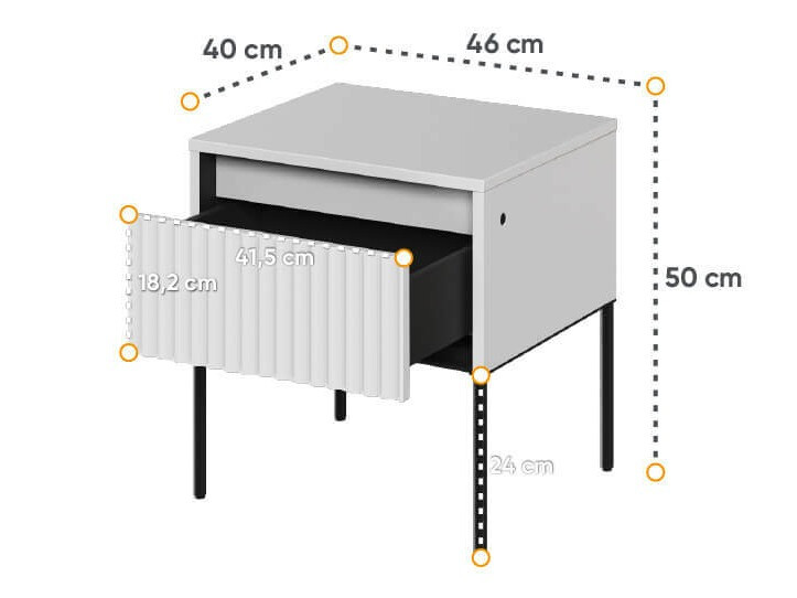 Table de chevet Fernolu 111 (Blanc + Noir)