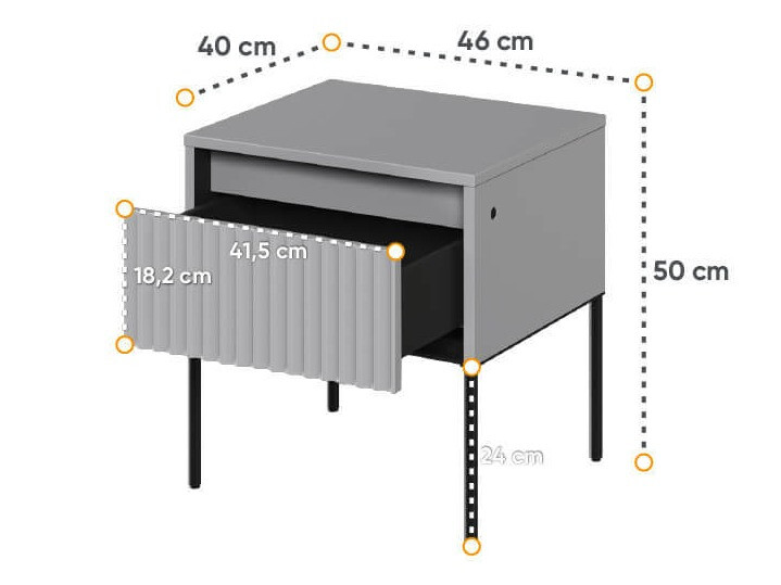 Table de chevet Fernolu 111 (Gris + Noir)