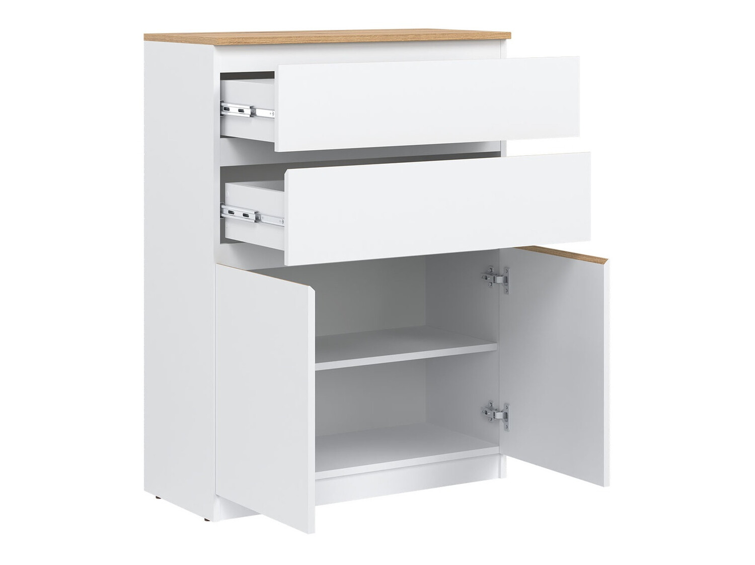 Commode Catelbi 104 (Blanc + Chêne)