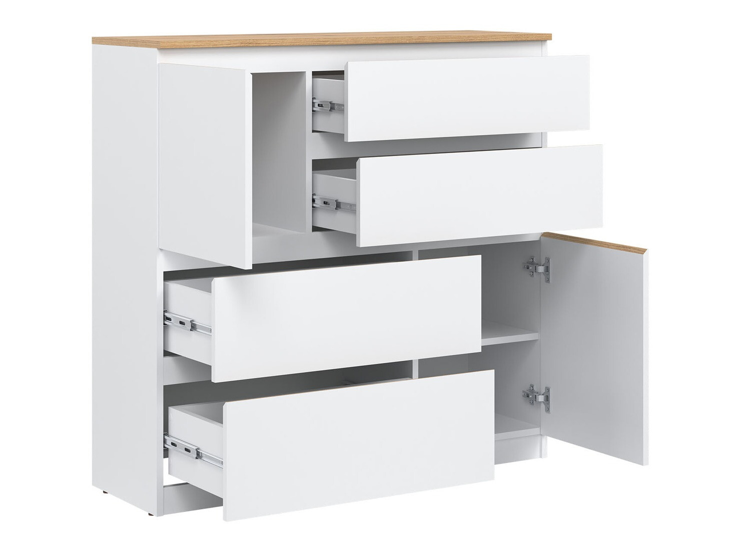 Commode Catelbi 105 (Blanc + Chêne)