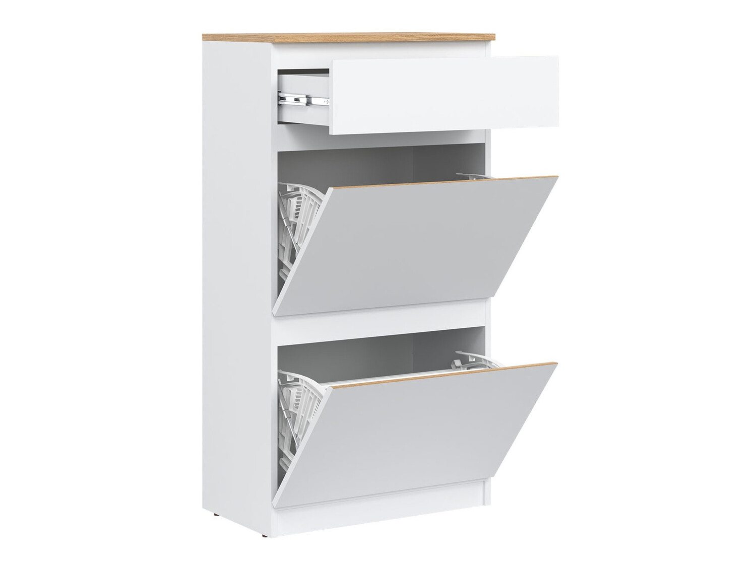 Meubles à chaussures Catelbi 108 (Blanc + Chêne)