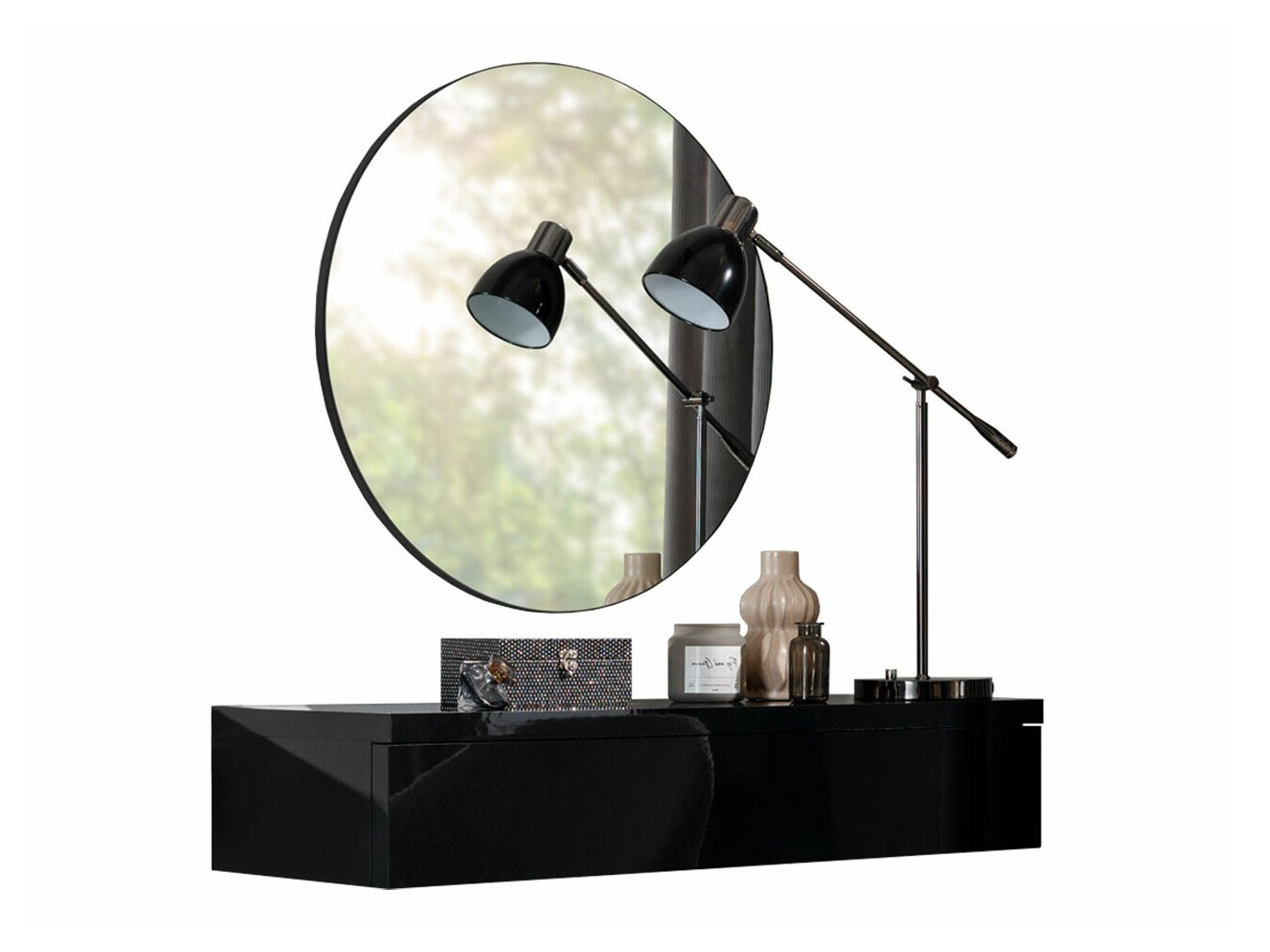 Coiffeuse Delpher I (Noir + Noir brillant)