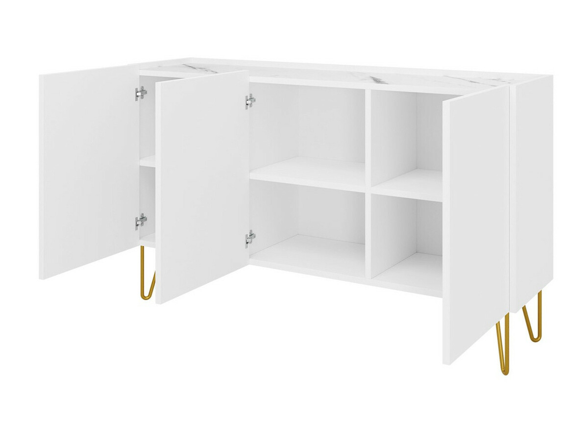 Ensemble de salon Levdale 105 (Blanc + Marbre blanc)