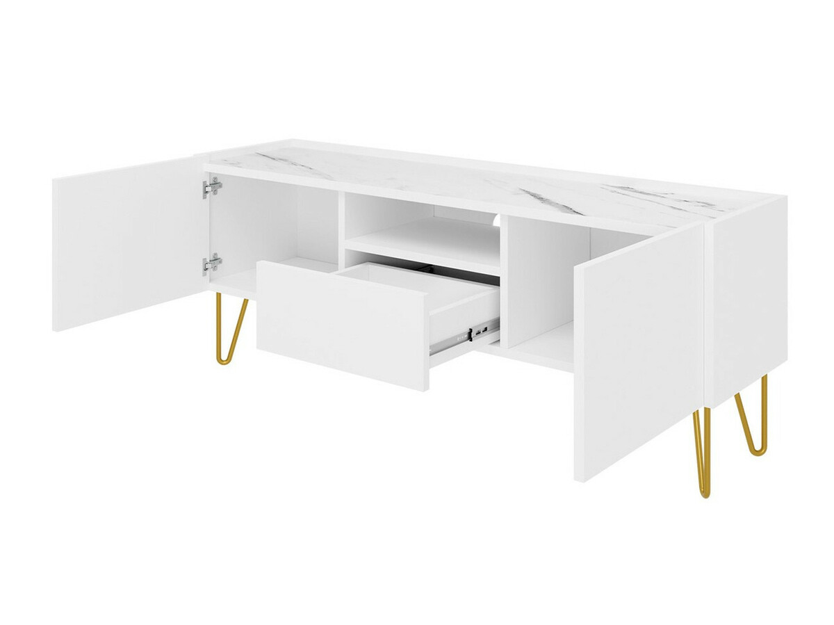 Ensemble de salon Levdale 105 (Blanc + Marbre blanc)