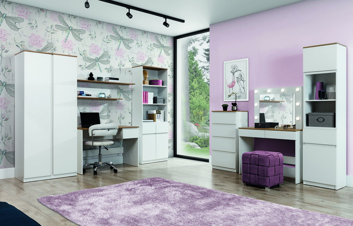 Coiffeuse Catelbi 113 (Blanc + Chêne)