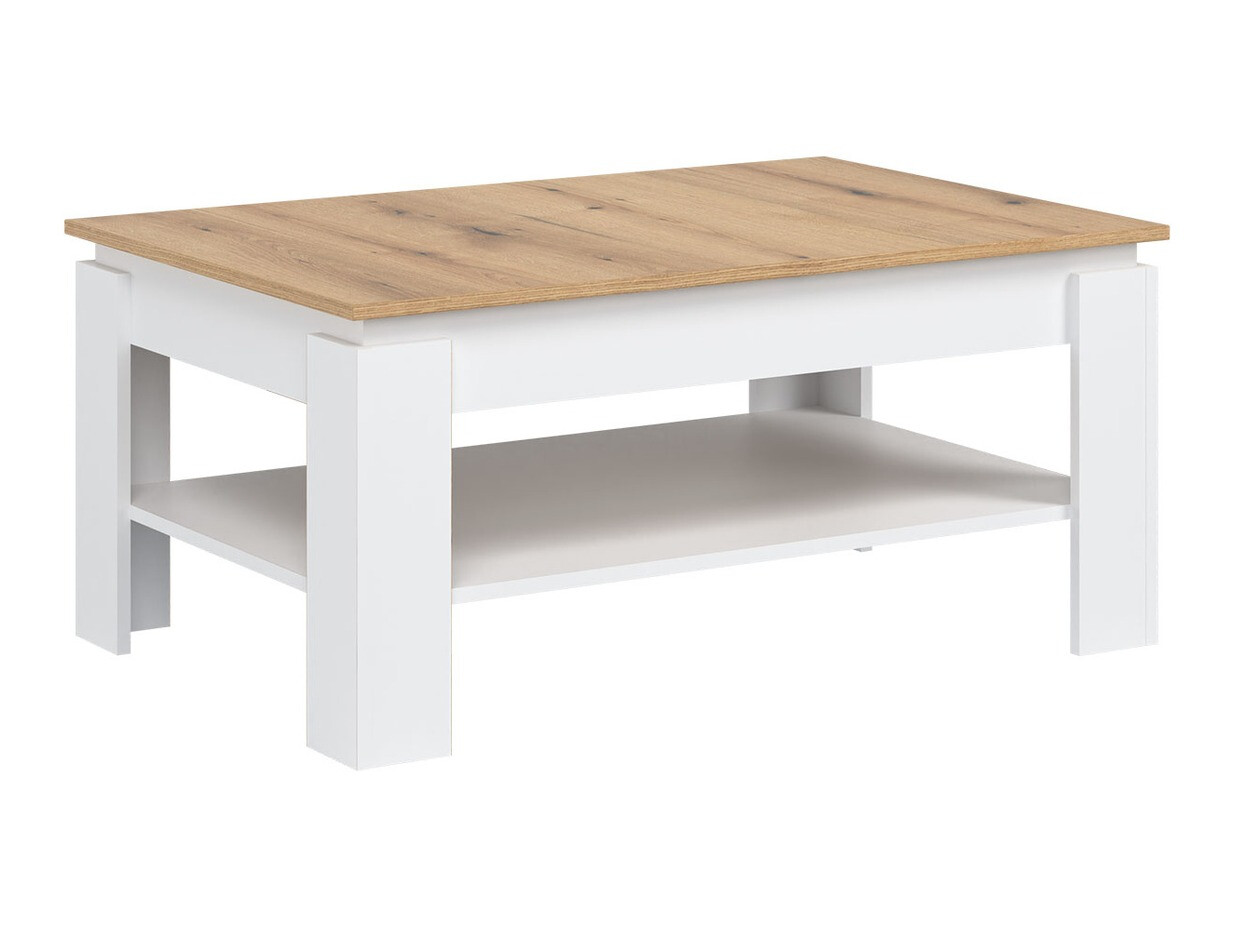 Table basse Catelbi 115 (Blanc + Chêne)