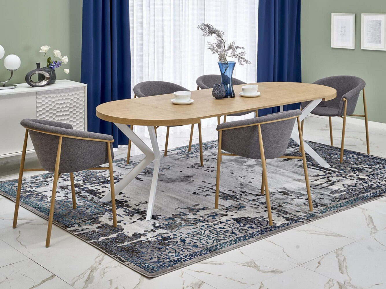 Table Houston 1495 (Chêne doré + Blanc)