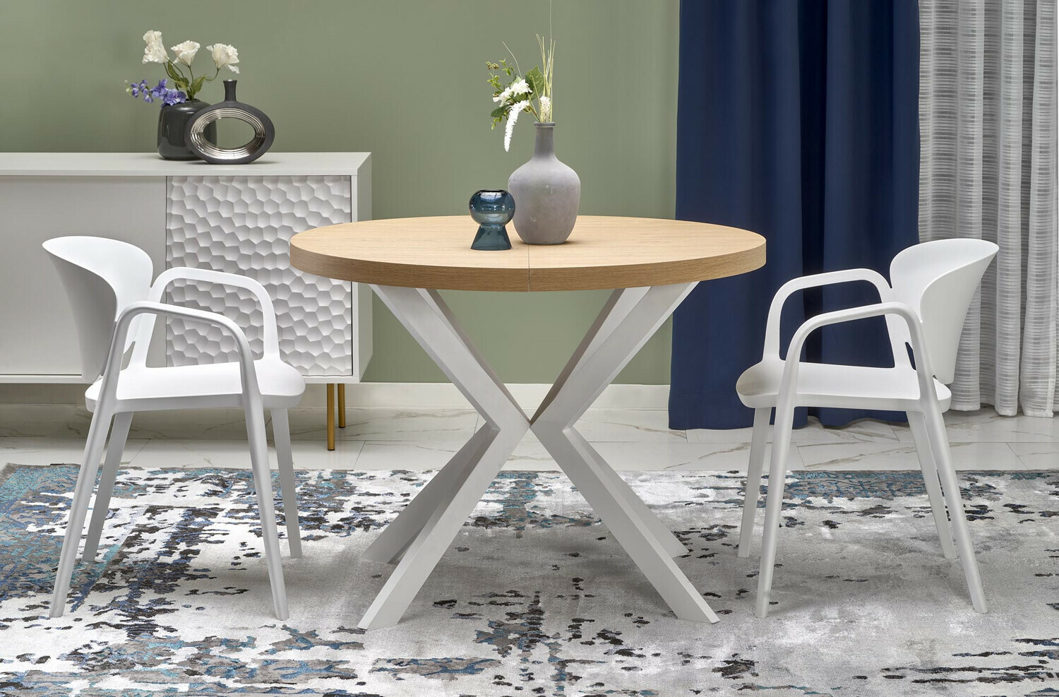Table Houston 1495 (Chêne doré + Blanc)