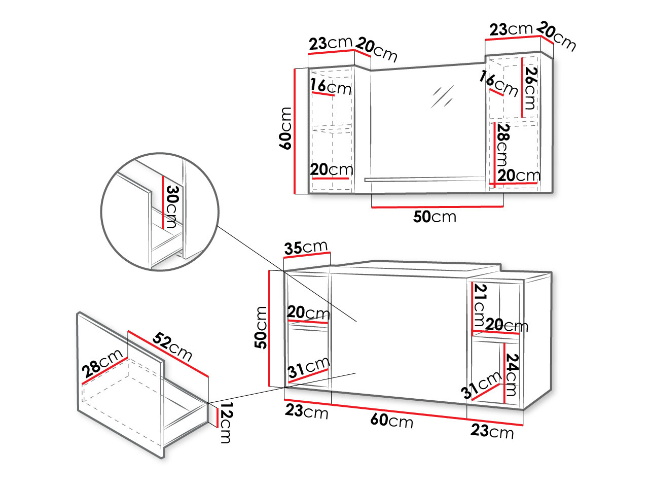Ensemble de salle de bain Comfivo Livciro 107 (Blanc)