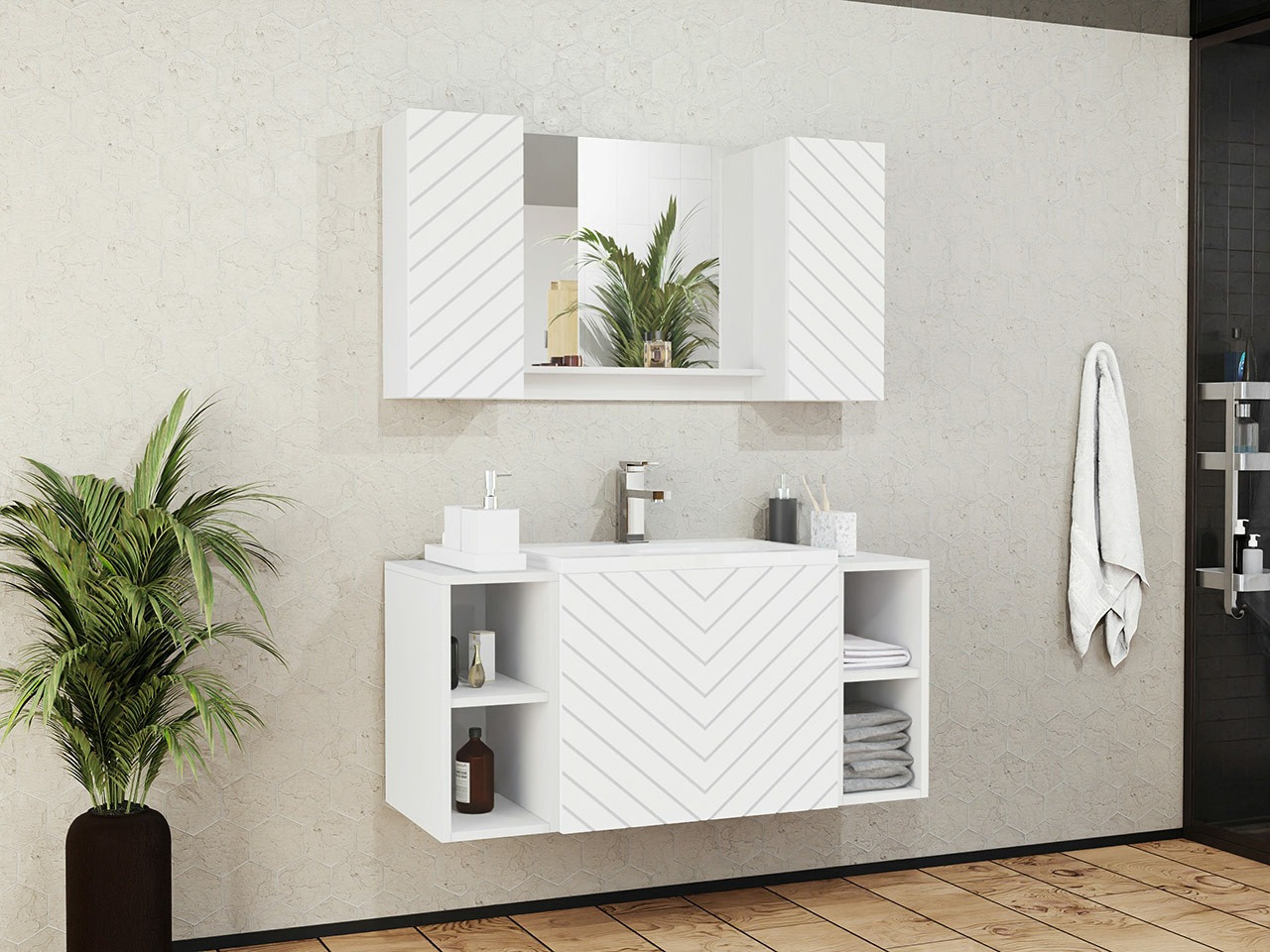 Ensemble de salle de bain Comfivo Livciro 107 (Blanc)
