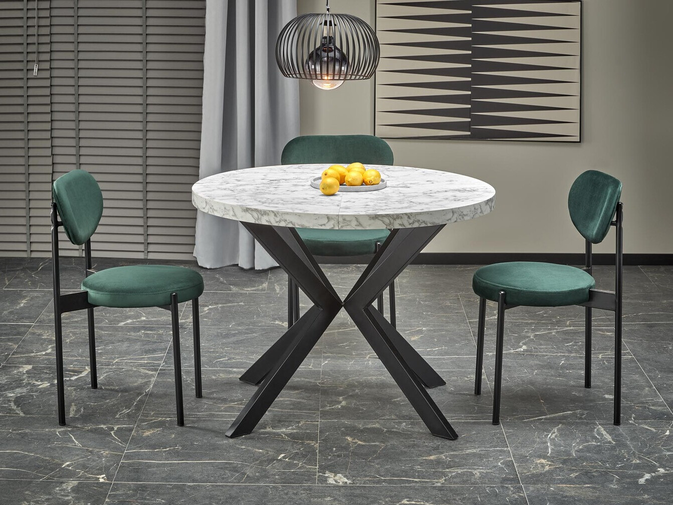 Table Houston 1495 (Marbre blanc + Noir)