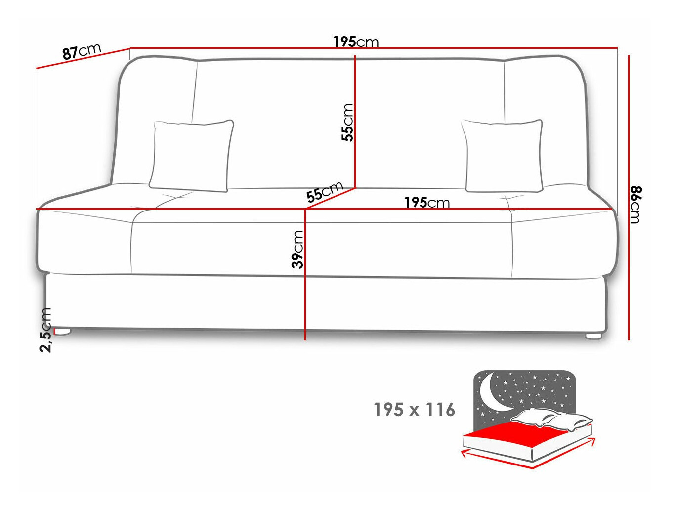Canapé convertible Comfivo Cera III (Poso 100)