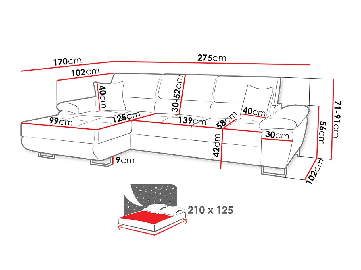 Canapé d'angle Comfivo 137 (Poso 100)