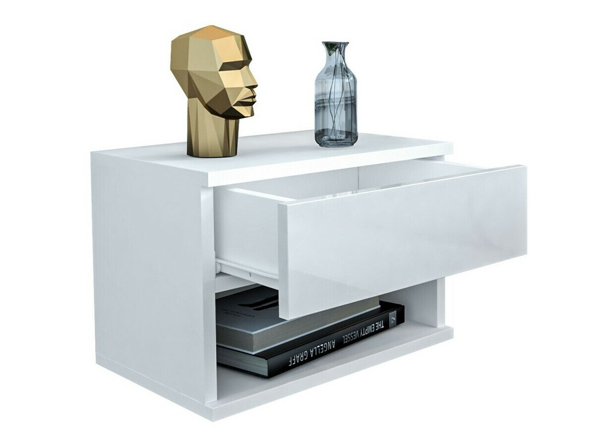 Table de chevet Papilix (Blanc + Blanc brillant)