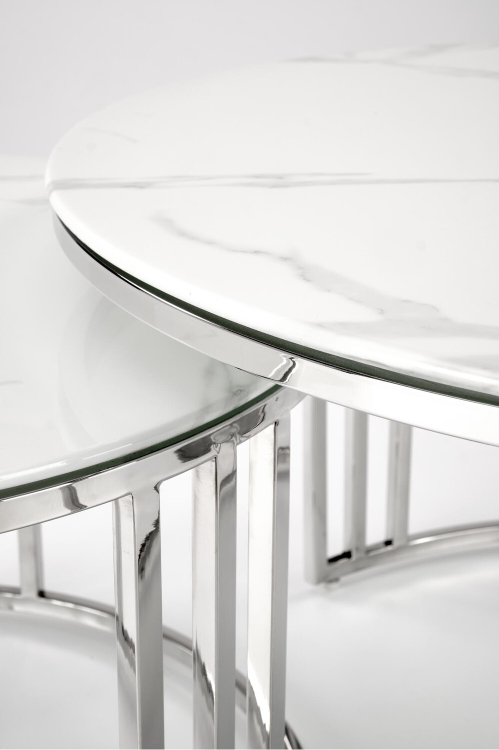 Ensemble tables basses Houston 1503 (Argent + Marbre blanc)