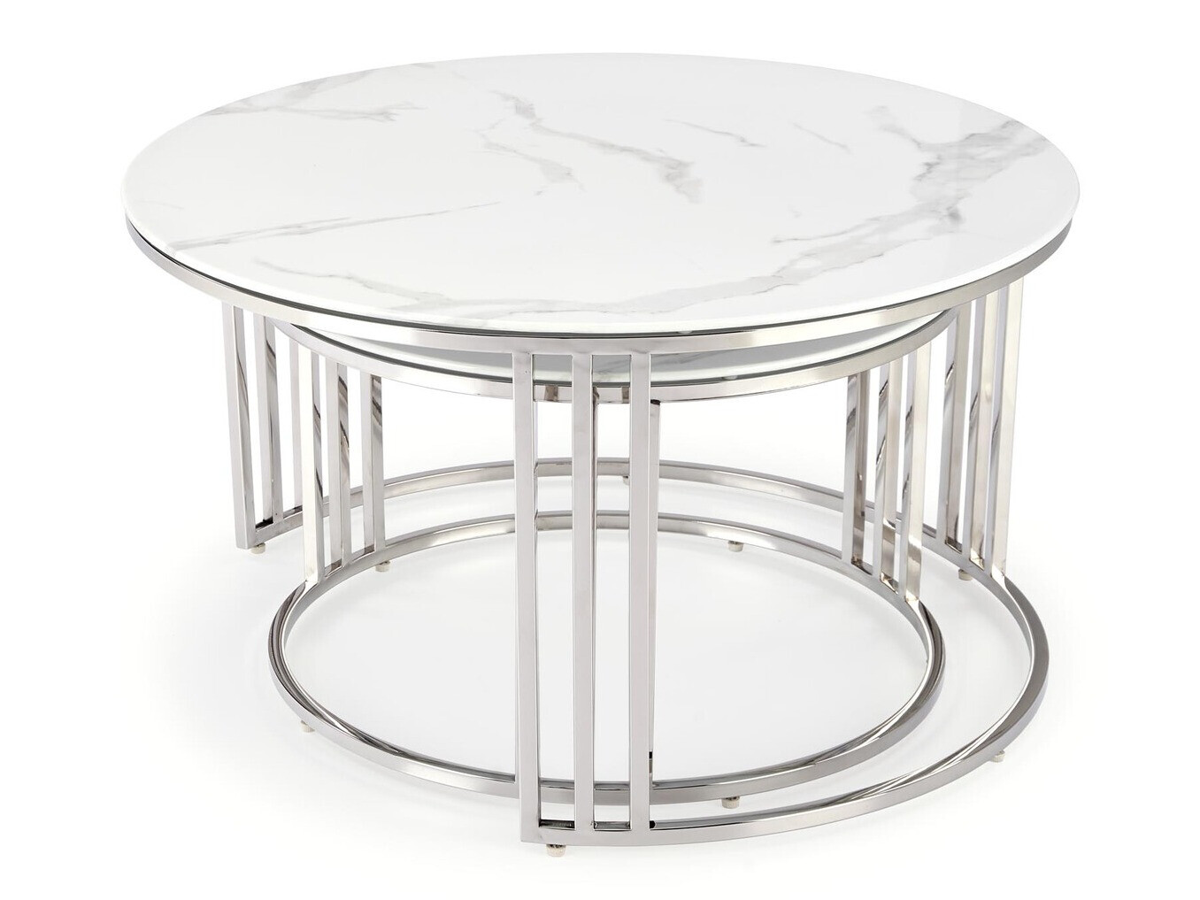 Ensemble tables basses Houston 1503 (Argent + Marbre blanc)
