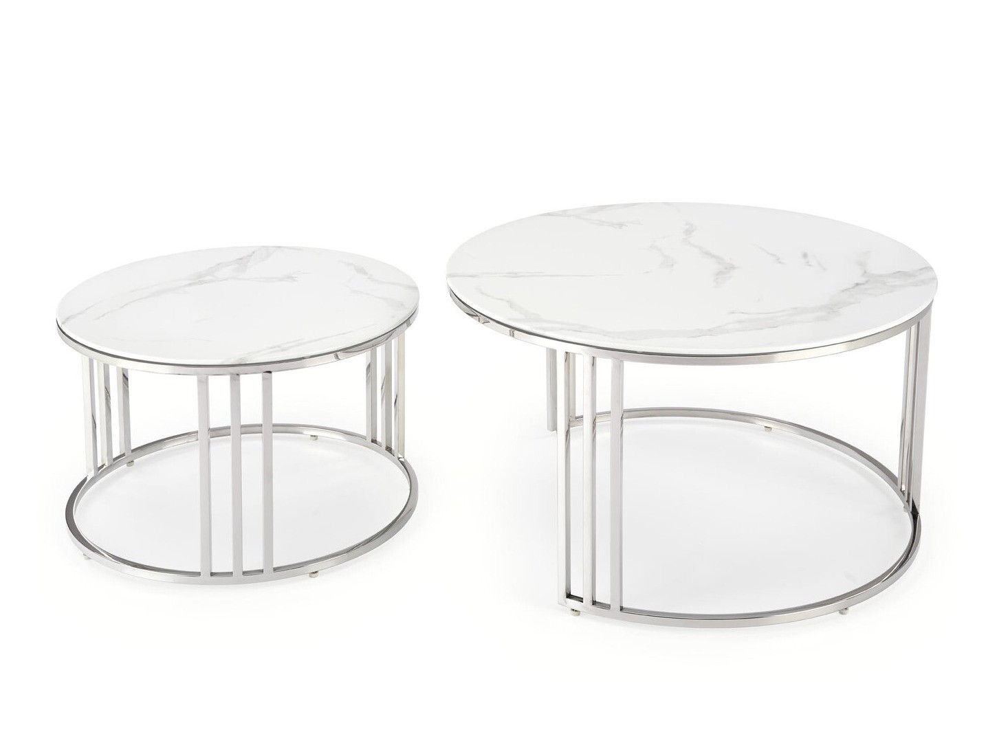 Ensemble tables basses Houston 1503 (Argent + Marbre blanc)