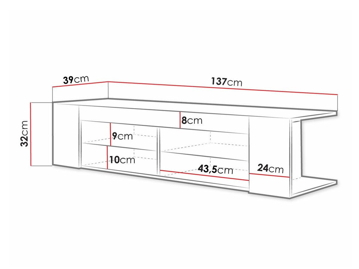 Meuble TV Ver (Blanc + Blanc brillant)