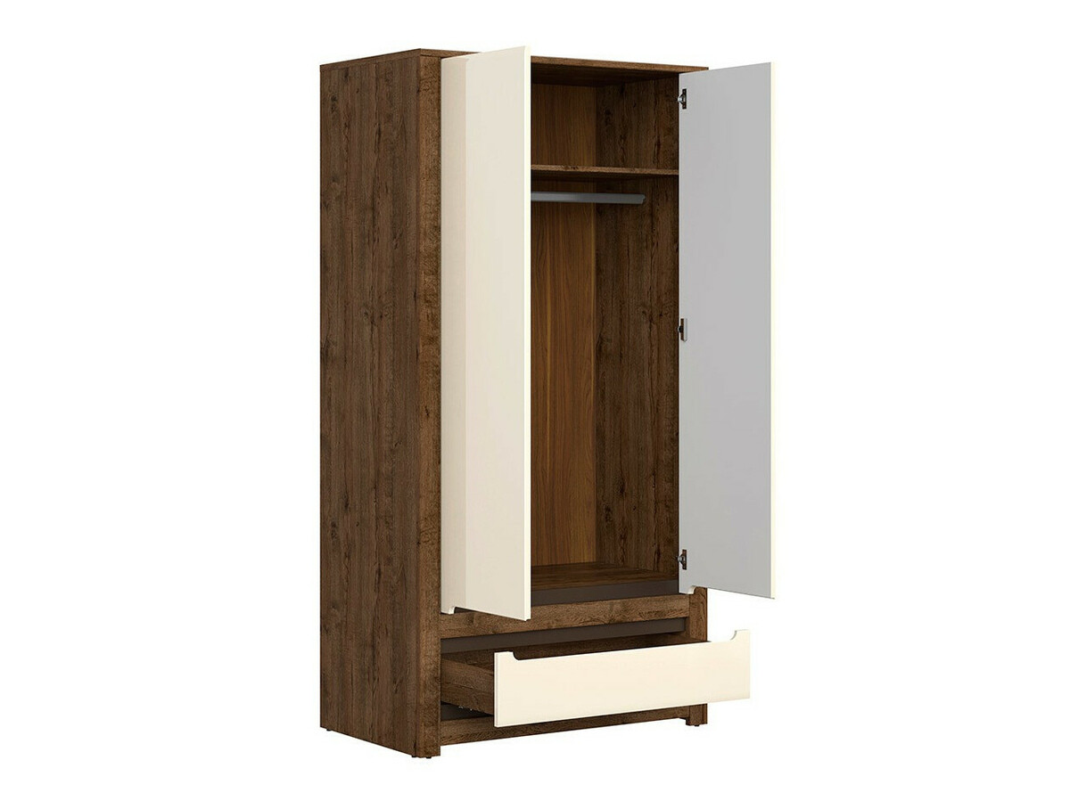Armoire Ophevaru 109 (Crème brillante + April chêne)
