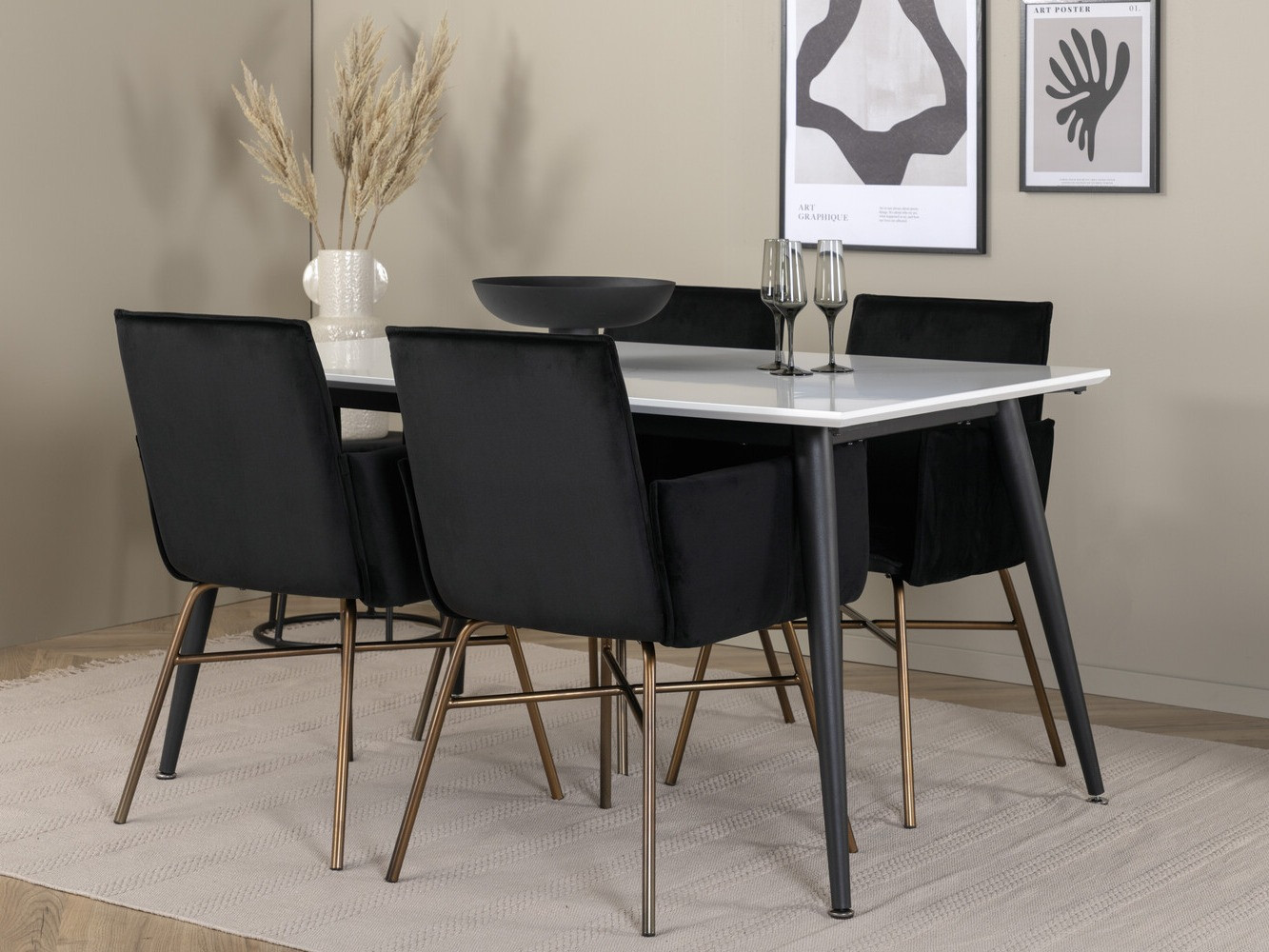 Salle à manger complète Dallas 2734 (Noir + Cuivre)
